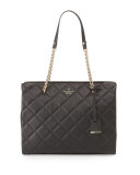 emerson place phoebe quilted leather tote bag, black
