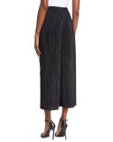 Elba Plisse Pull-On Cropped Wide-Leg Pants, Black