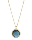 18k Gold Rock Candy Mini Lollipop Diamond Necklace in London Blue Topaz