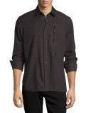 Powel Zip-Pocket Long-Sleeve Shirt, Black