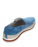 Suede Slip-On Espadrille, Blue