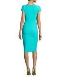 Ecuba Cap-Sleeve Jersey Sheath Dress, Blue