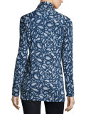 Superfine Paisley-Print Cashmere Open Cardigan
