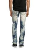 Demon Joint Heavy Bleached Moto Jeans, Indigo