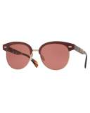 Shaelie Monochromatic Semi-Rimless Sunglasses, Red