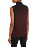 Sleeveless Mock Neck Ombre-Stitched Sweater, Black Multi