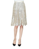High-Waist Embellished Skirt, Silver