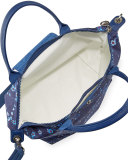 Le Pliage Néo Small Floral Handbag with Strap, Navy Blue