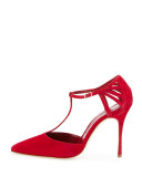 Getta Suede T-Strap 105mm Pump, Red