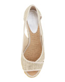 Coraa Linen Espadrille Wedge Sandal, Natural