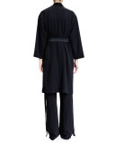 3/4-Sleeve Open-Front Coat, Black