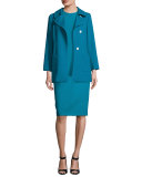 Sleeveless Wool Sheath Dress, Bay