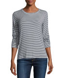 Soft Touch Long-Sleeve Striped Crewneck Top