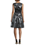Sleeveless Floral Zip-Front Fit-and-Flare Dress, Multicolor