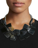 Statement Bib Necklace, Black/Silver
