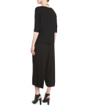 Cozy Jersey Wide-Leg Cropped Pants 