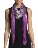 Night Garden Voile Shawl, Purple