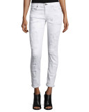 Dre Distressed Cropped Skinny Jeans, White Brigade