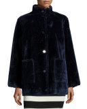 Culver Reversible Faux-Fur Coat, Deep Navy/Multicolor