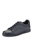 Leather Low-Top Sneaker, Navy