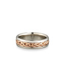 Gents Braided 18K Rose Gold & Platinum Wedding Band Ring, Size 10.5
