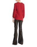 Kandace Lace-Trim Top, Red