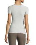 Striped Short-Sleeve Round-Neck Top