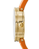 28mm Reva Leather-Strap Watch, Orange/Golden