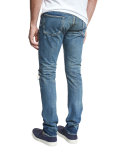 M001 Narrow Slim-Leg Jeans w/Distressing, Mitoyo