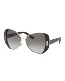 Capped Gradient Butterfly Sunglasses, Black