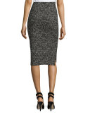 Tweed Pencil Skirt, Black/White