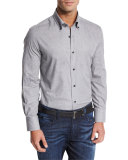Flannel Sport Shirt, Light Gray