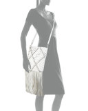 Jemma Studded Fringe Crossbody Bag, White