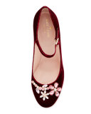 ballina crystal velvet mary jane pump, bordeaux