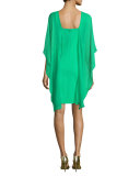 Cape-Sleeve Scuba Sheath Dress
