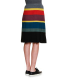 Colorblock-Striped Pleated Skirt, Multi Colors