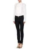 Rockstud-Trim Skinny Jeans, Navy Denim