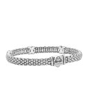 Silver Caviar Diamond X Bracelet, 6mm