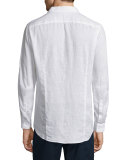 Linen Long-Sleeve Sport Shirt, White