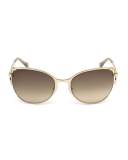 Semi-Rimless Square Snake Sunglasses, Rose Gold