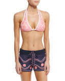 Embroidered Beach Shorts, Dusty Navy