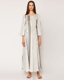 Selar Striped Long-Sleeve Maxi Dress, White Pattern