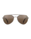 Irregular-Frame Aviator Sunglasses, Gunmetal
