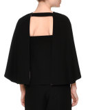 3/4-Sleeve Cape-Style Top, Black/Nude