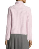 ribbed turtleneck sweater, orchid frost