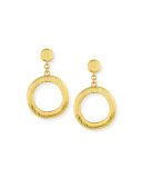 Brushed Golden Hoop Drop Earrings