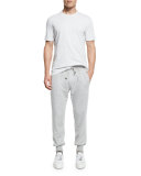 Cashmere-Blend Banded Jogger Pants, Light Gray