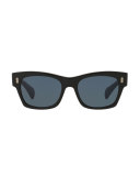 71st Street Square Sunglasses, Black/Blue