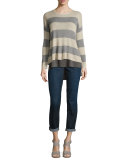 Sleek Lyocell/Merino Long-Sleeve Striped Boxy Top 