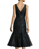 Acacia Embellished Fluted Dress, Black